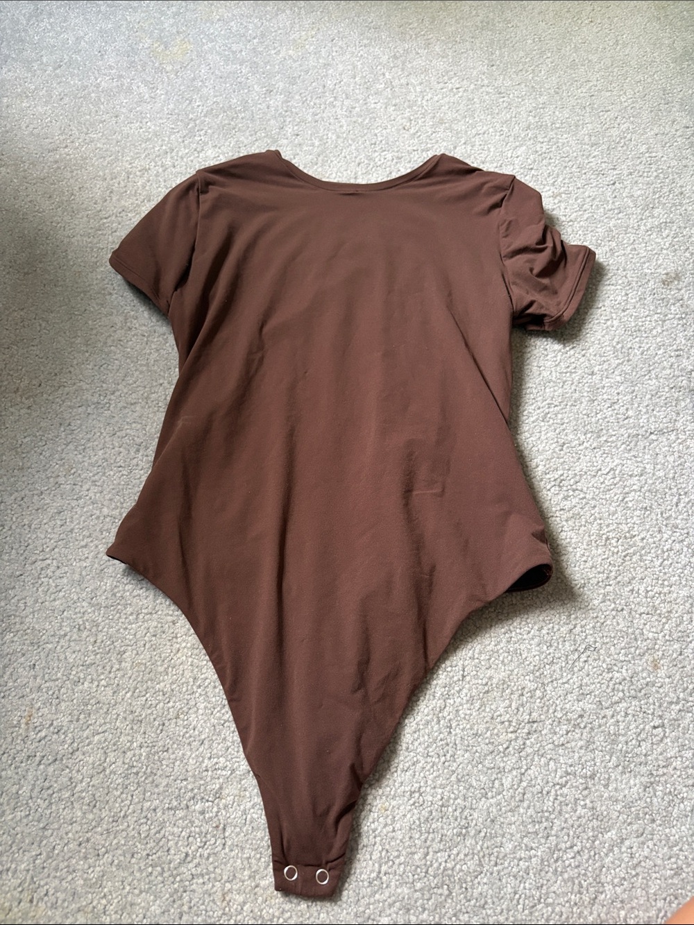 Auden Brown Short-Sleeve Scoop Neck Bodysuit